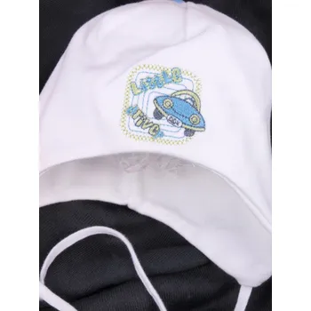 Čepice Čepice RDX 1920 bílá, vázací, s autem velikost čepic: 48-50cm (1-2 roky, RDX vel.3)