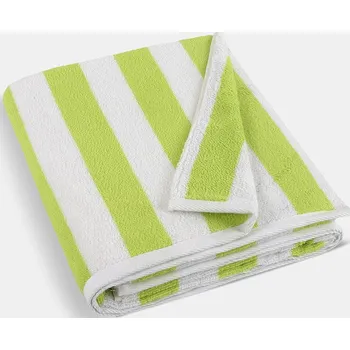 Plážová froté osuška 100x150cm zeleno bílý proužek 500g