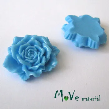 Dětské navlékací korálky Kabošon květ lesklý D9- resin - 1ks, modrý
