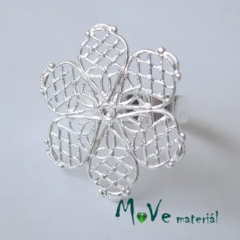 Prsten Prstýnek filigrán-květ 18mm, stříbrný 1ks