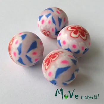 Dětské navlékací korálky Fimo korálky 12mm, 4 kusy, růžovomodročervené