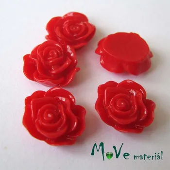 Dětské navlékací korálky Kabošon květ lesklý A3 - resin - 2ks, červená