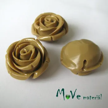 Dětské navlékací korálky Resinový korálek RŮŽE, 1ks, béžová