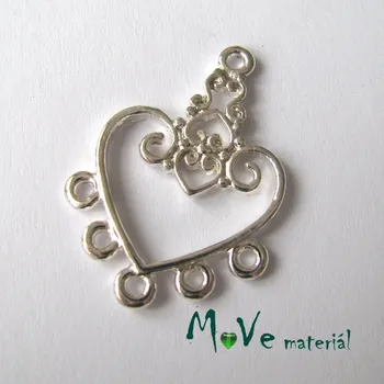 Ramínko Ramínko srdce 31x21mm, 1ks, stříbrné