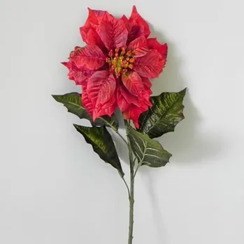 umělá květina Poinsettia 1květ červená s glitry (GT0100386QZ/B)