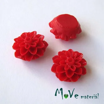 Dětské navlékací korálky Kabošon květ lesklý A7 - resin - 2ks, červený
