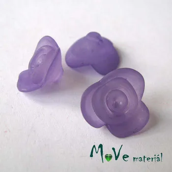 Dětské navlékací korálky Kvítek transparentní 15x7mm, 4ks, fialový