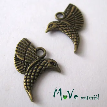 Přívěsek Přívěsek KOLIBŘÍK 18x16x2mm, 2ks, staromosaz