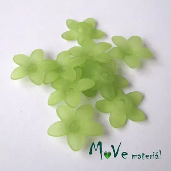 Dětské navlékací korálky Akrylové transparentní květy 17x4mm, 10ks, zelené