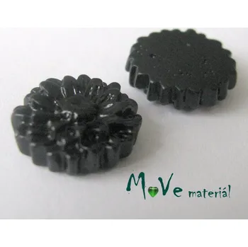 Dětské navlékací korálky Kabošon květ lesklý D7 - resin - 2ks, černý