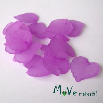 Dětské navlékací korálky Akrylové transparentní lístečky, 15ks, růžovofialové