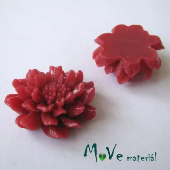 Dětské navlékací korálky Kabošon květ C5 - resin - 1ks, červený