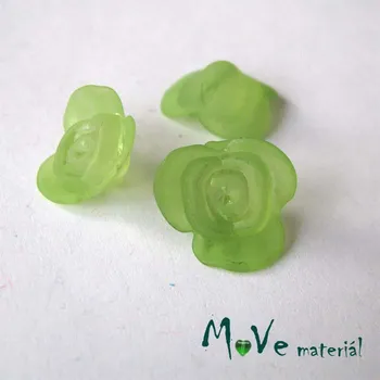 Dětské navlékací korálky Kvítek transparentní 15x7mm, 4ks, zelený