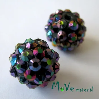 Dětské navlékací korálky Pryskyřičný korálek - kulička 14mm,1ks, fialovočerný