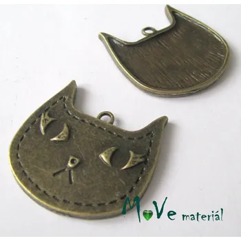 Přívěsek Přívěsek KOČKA 40x39x3mm, 1ks, staromosaz