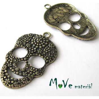 Přívěsek Přívěsek LEBKA 49x31x5mm, 1ks, staromosaz