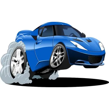 Samolepící dekorace Modré auto samolepka na zeď - XXL