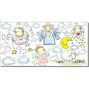 Samolepící dekorace Andílci samolepka na zeď - XXL