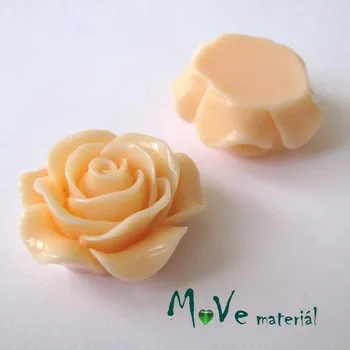 Dětské navlékací korálky Kabošon květ lesklý C1 - resin - 1ks, lososový