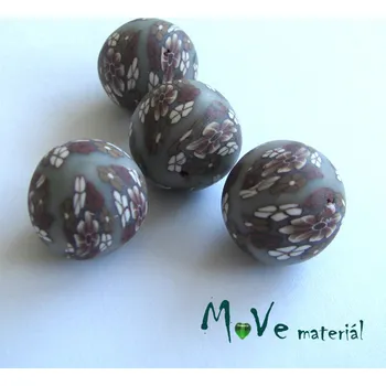 Dětské navlékací korálky Fimo korálky 14mm, 4 kusy, šedohnědé