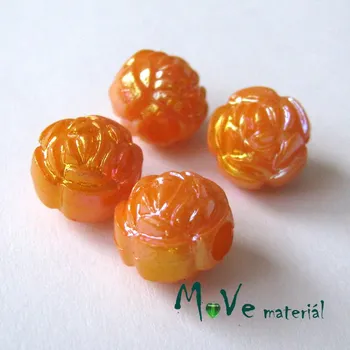 Dětské navlékací korálky Akrylový korálek - květina, 4ks, sv. oranžový