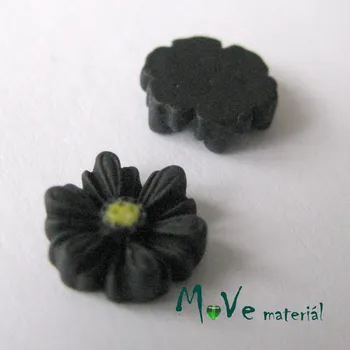 Dětské navlékací korálky Kabošon kopretina E3 - resin - 2ks, černá