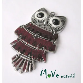 Přívěsek Přívěsek sova 90x49x7mm, 1ks, starostříbro + smalt