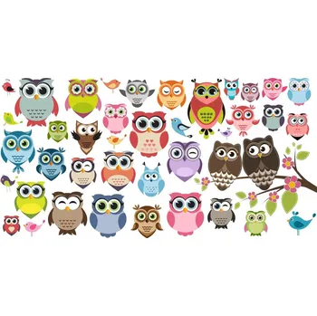 Samolepící dekorace Sada soviček samolepka na zeď - XXXL