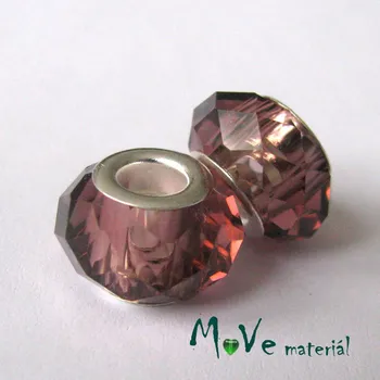 Dětské navlékací korálky Korálek skleněný s šir.průvlekem 1kus,hnědofialový