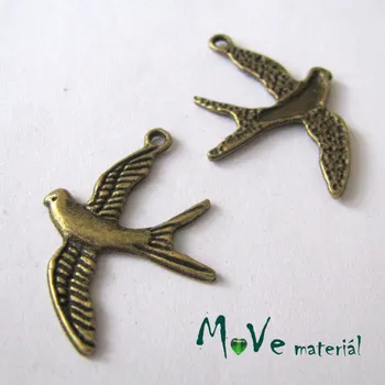 Přívěsek Přívěsek VLAŠTOVKA 28x21x1mm, 2ks, staromosaz