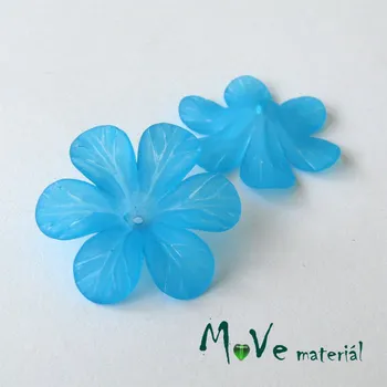 Dětské navlékací korálky Akrylový květ 30mm, 2ks, tyrkysový