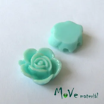 Dětské navlékací korálky Kabošon květ lesklý B5 - resin - 2ks, mátový