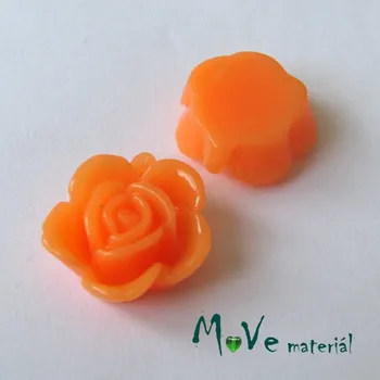 Dětské navlékací korálky Kabošon květ lesklý B5 - resin - 2ks, tm. losos