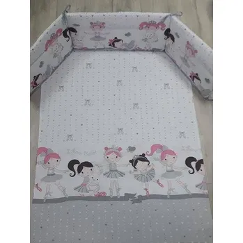 Sada do postýlky - Balerína šedá 135x100 cm + mantinel