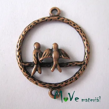 Ramínko Ramínko ptáčci 24 x 28mm, 1ks, staroměď