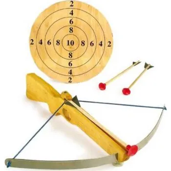 Dětská zbraň Dětská dřevěná kuše s terčem (Dětská dřevěná kuše s terčem a šípy)
