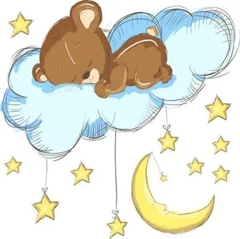 Samolepící dekorace Medvídek na obláčku samolepka na zeď - M