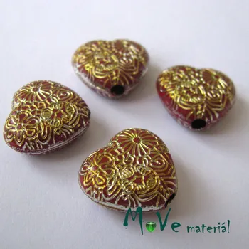 Dětské navlékací korálky Akrylové srdíčko 15x16x7mm, 4ks, červené