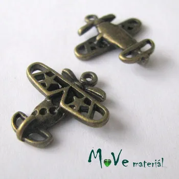 Přívěsek Přívěsek LETADLO 20x20x5mm, 2ks, staromosaz