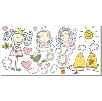 Samolepící dekorace Andílek a víly samolepka na zeď - XXL