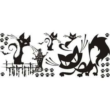 Samolepící dekorace Kočky na plotě velurová samolepka na zeď