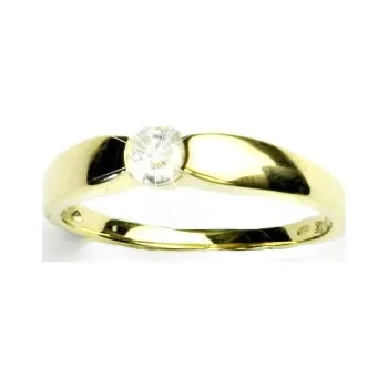 Prsten Zlatý prsten, žluté zlato, prstýnek s čirým zirkonem, VR 126