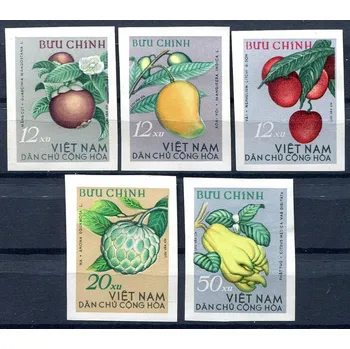 Poštovní známka (1964) MiNr. 334 - 338 U * - stříhaná - Severní Vietnam - tropické ovoce