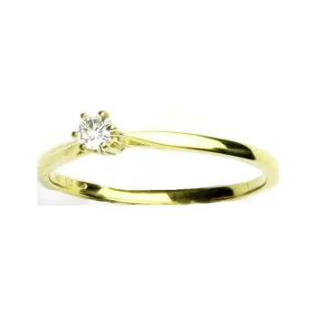 Prsten Zlatý prsten, žluté zlato, prstýnek se zirkonem, čirý zirkon, VR 205