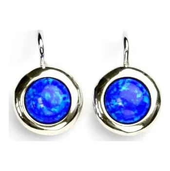 Náušnice Zlaté náušice, bílé zlato, syntetický tmavě modrý opál, NK 1472