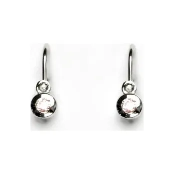 Náušnice Zlaté dětské náušnice, růžový zirkon, bílé zlato, náušnice ze zlata, VE 178