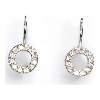 Náušnice Zlaté náušnice, bílé zlato, náušnice s růžovými zirkony, VE 236