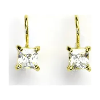 Náušnice Zlaté náušnice, žluté i bílé zlato, čiré zirkony - NK 1370 (zirkon 5x5 mm)