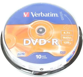 Optické médium Verbatim DVD+R 16x 10 ks cakebox