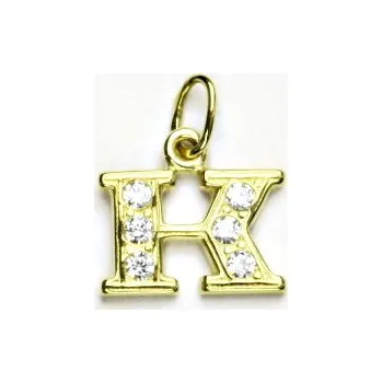 Přívěsek Zlatý přívěsek, žluté zlato, čiré zirkony, písmenko K, P 1106